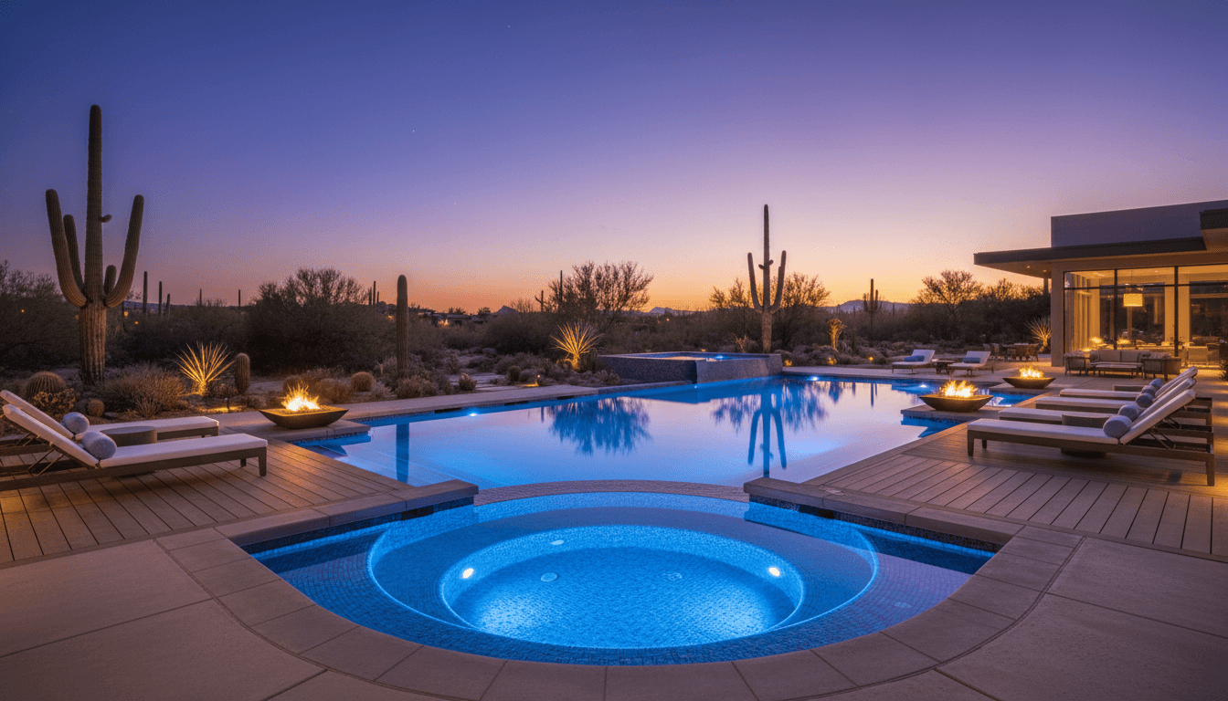 Beautiful pool at sunset